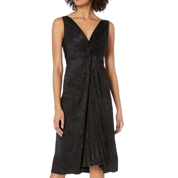 NWT Bailey 44 Black Pleated Twist Front Sofia Sleeveless Cocktail Dress - Picture 1 of 9